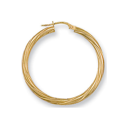 Yellow Gold 36mm Twisted Hoop Earrings