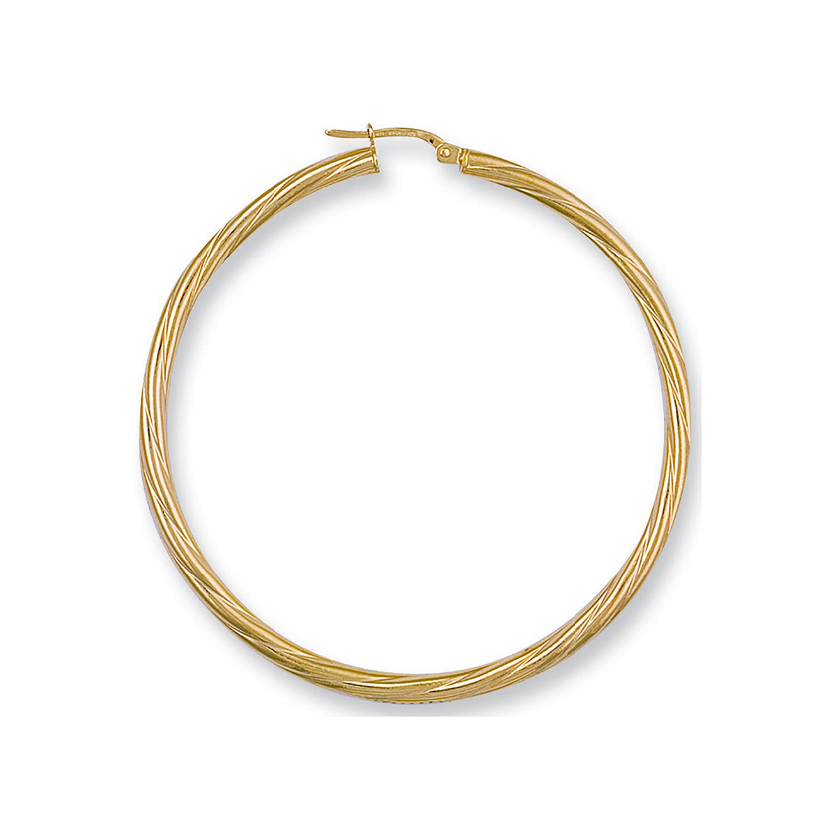 Yellow Gold 54mm Twisted Hoop Earrings