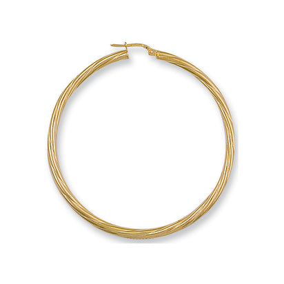 Yellow Gold 54mm Twisted Hoop Earrings