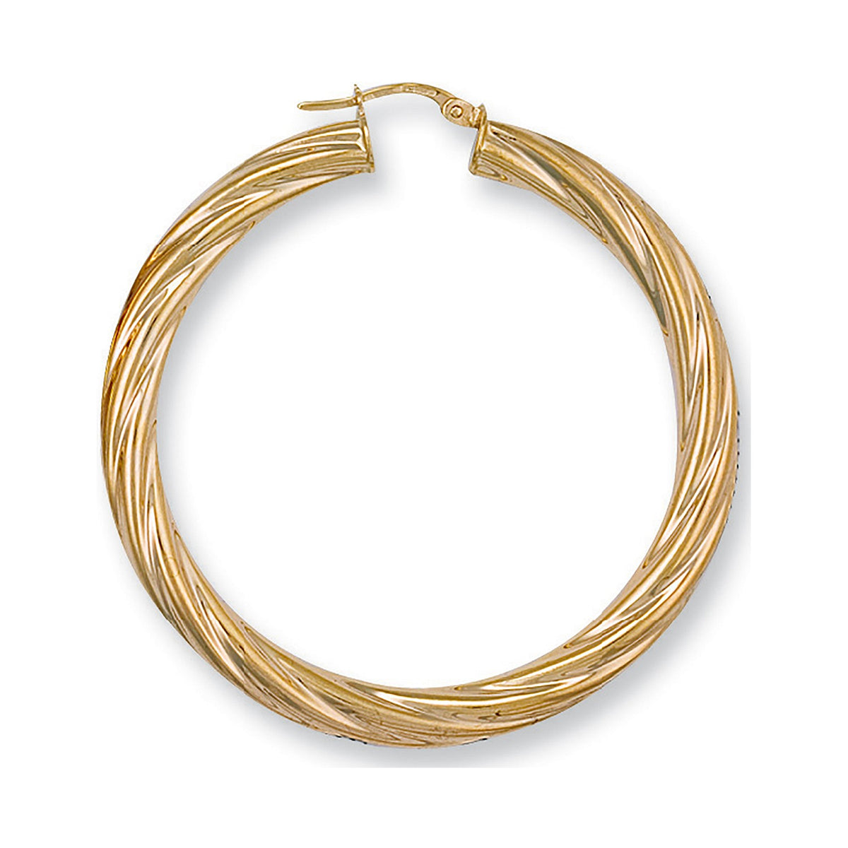Yellow Gold 49mm Twisted Hoop Earrings