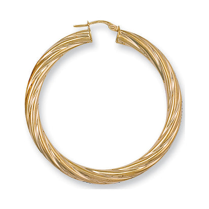 Yellow Gold 49mm Twisted Hoop Earrings