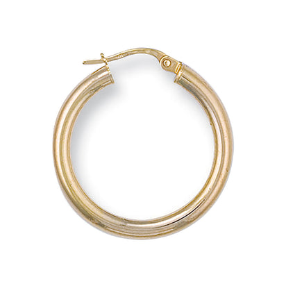 Yellow Gold 25.5mm Round Tube Hoop Earrings