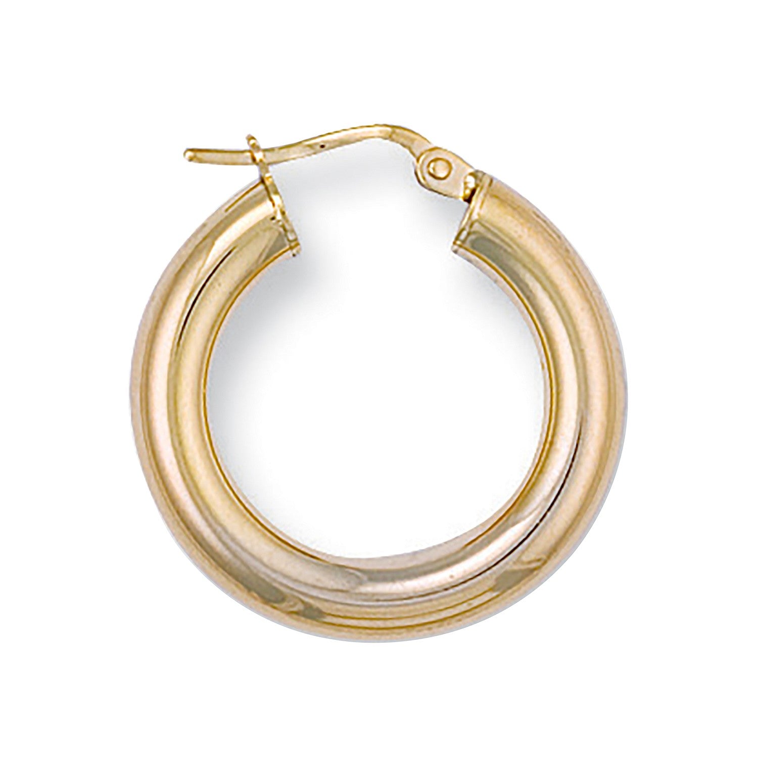 Yellow Gold 23.5mm Round Tube Hoop Earrings