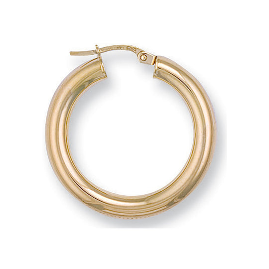 Yellow Gold 28mm Round Tube Hoop Earrings