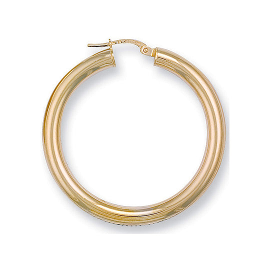 Yellow Gold 38mm Round Tube Hoop Earrings