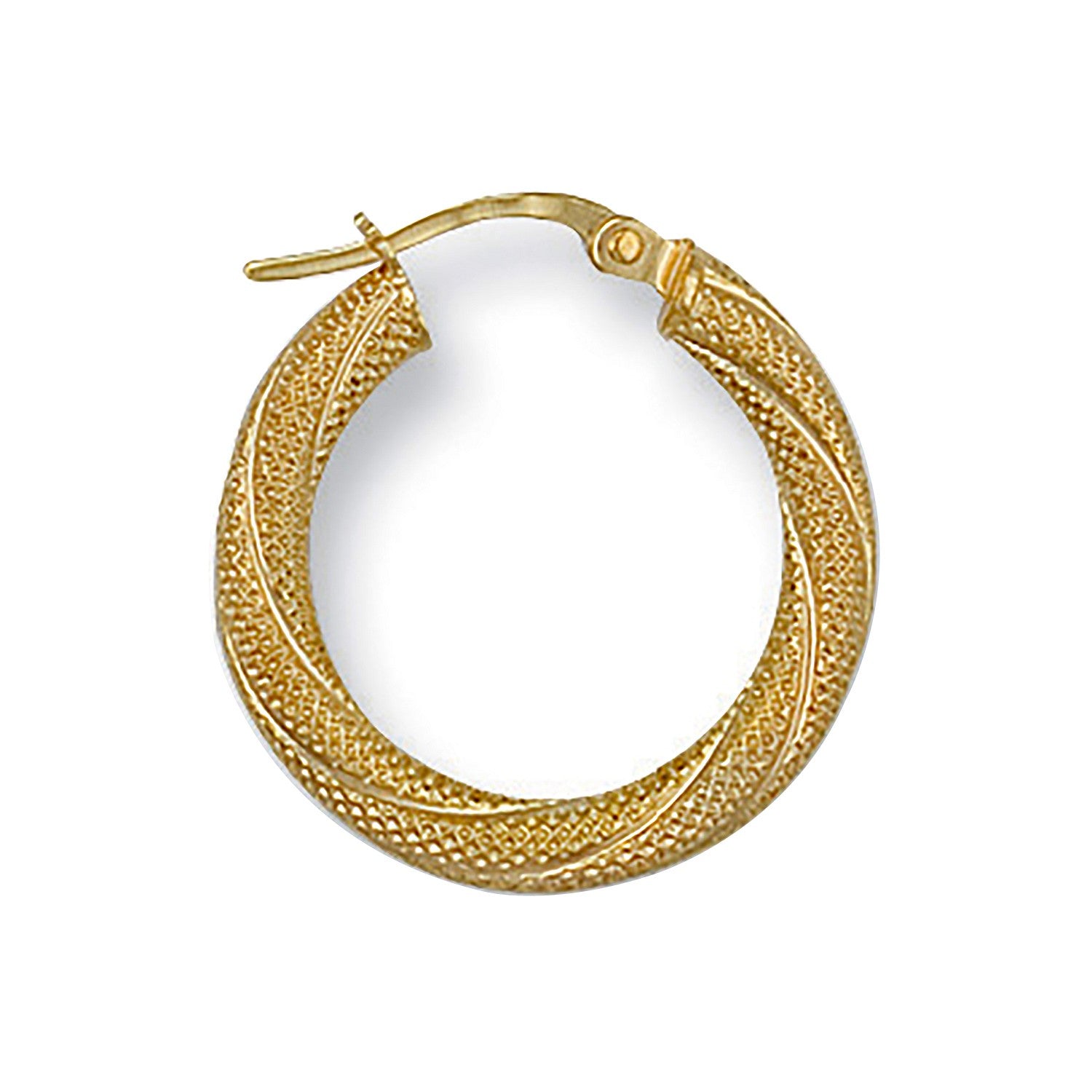Yellow Gold 20.7mm Frosted Twisted Hoop Earrings