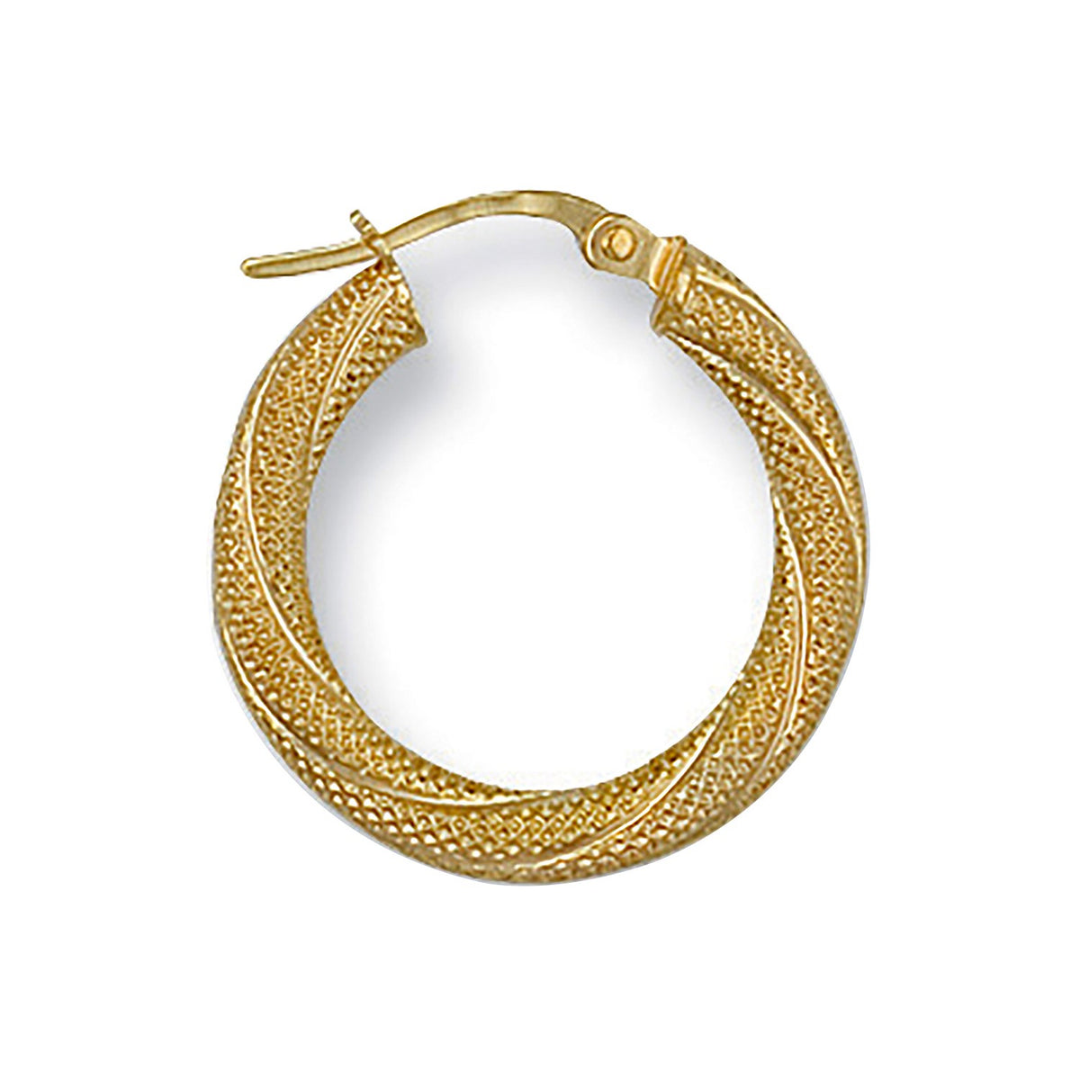 Yellow Gold 20.7mm Frosted Twisted Hoop Earrings