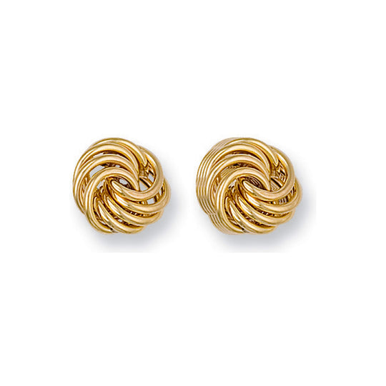 Yellow Gold Fancy Knot Stud Earrings