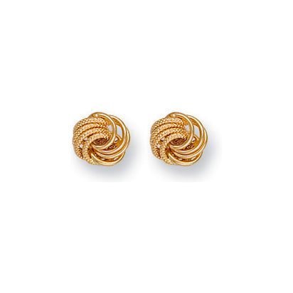 Yellow Gold Fancy Frosted  Knot Stud Earrings