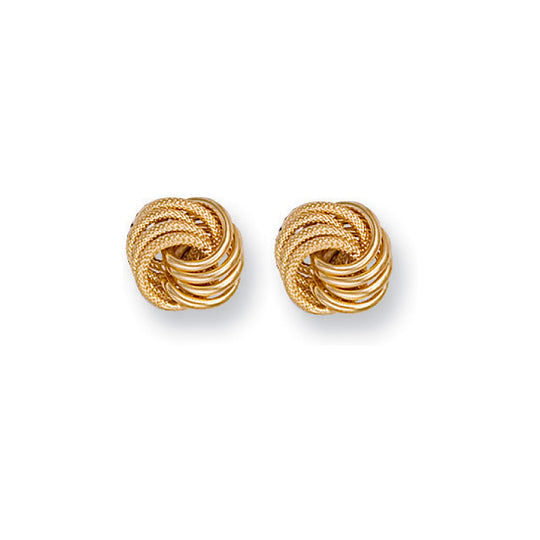 Yellow Gold Fancy Frosted  Knot Stud Earrings