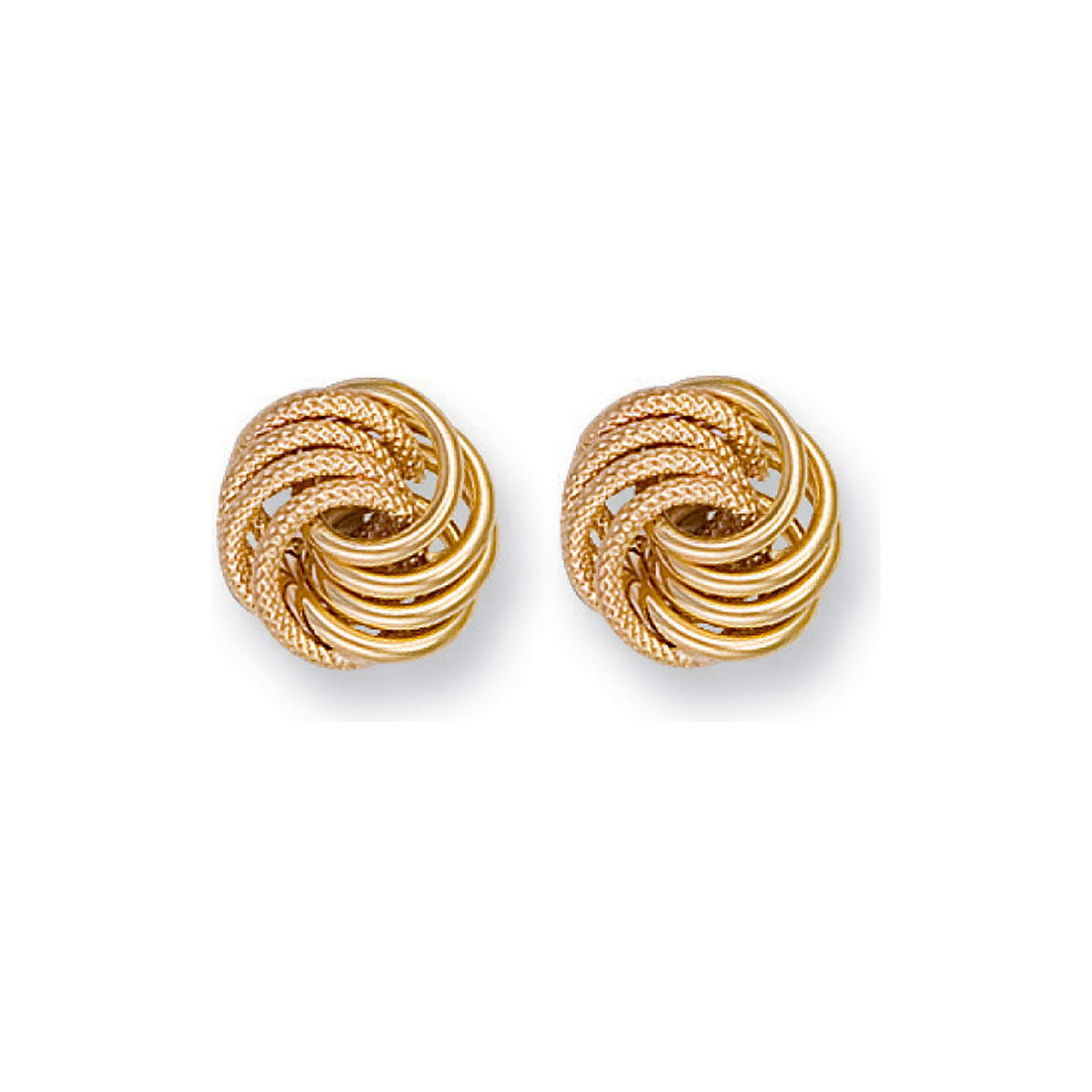 Yellow Gold Fancy Frosted  Knot Stud Earrings