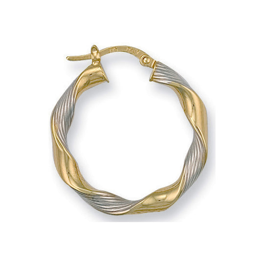 White Gold & Yellow Gold 27.8mm Twisted Hoop Earrings