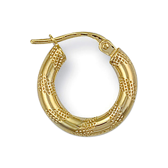 Yellow Gold 15.8mm Frosted Tube Hoop Earrings