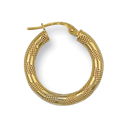 Yellow Gold 20.3mm Frosted Tube Hoop Earrings