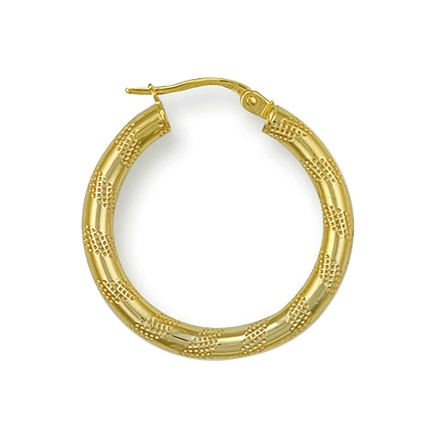 Yellow Gold 25.2mm Frosted Tube Hoop Earrings