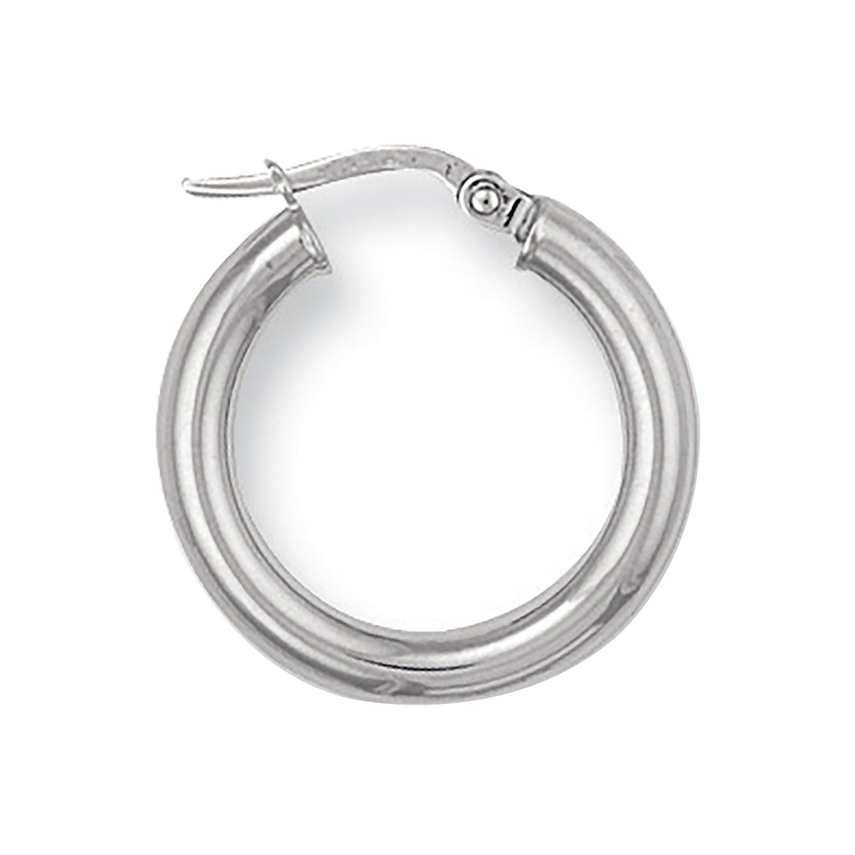 White Gold 20mm Round Tube Hoop Earrings