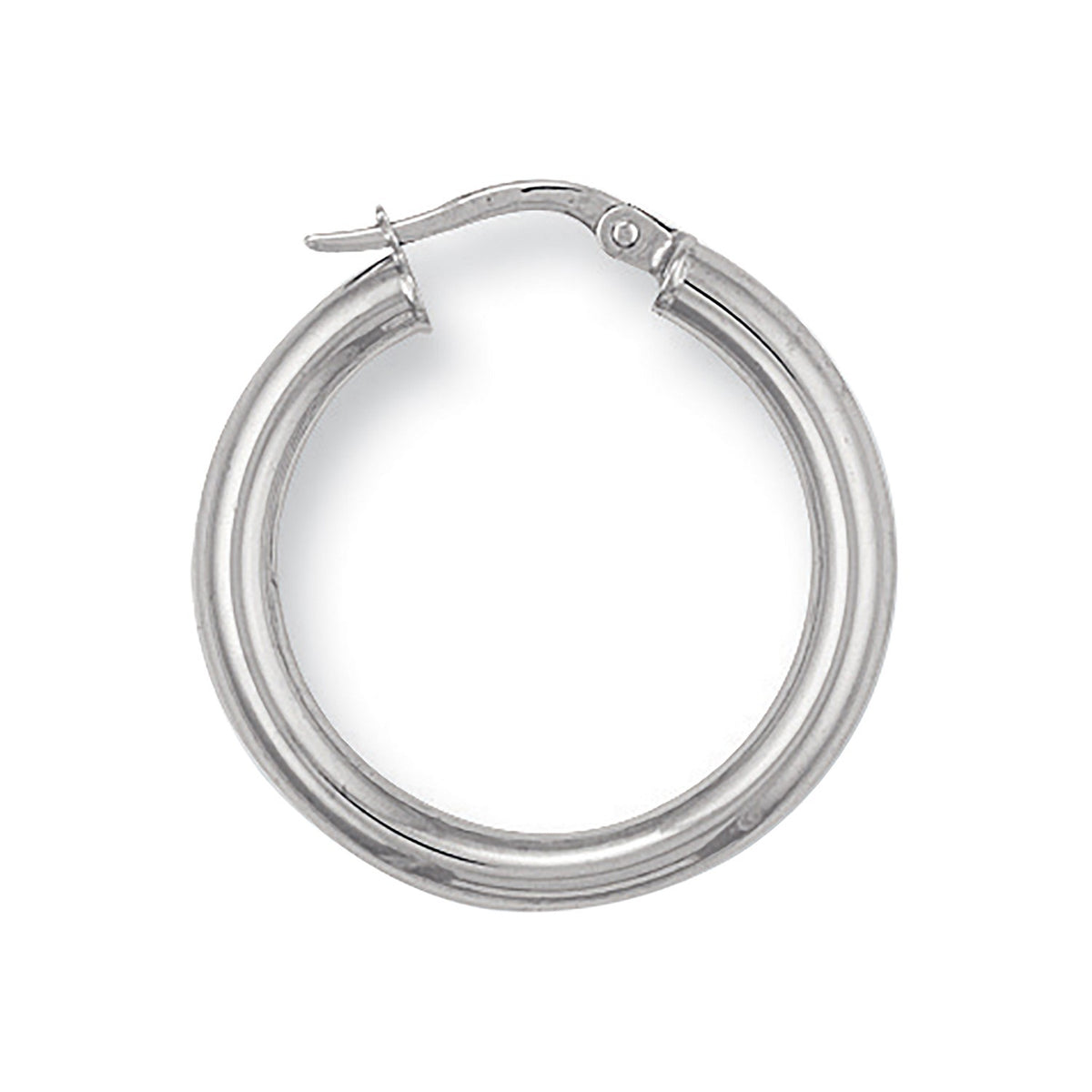 White Gold 25mm Round Tube Hoop Earrings