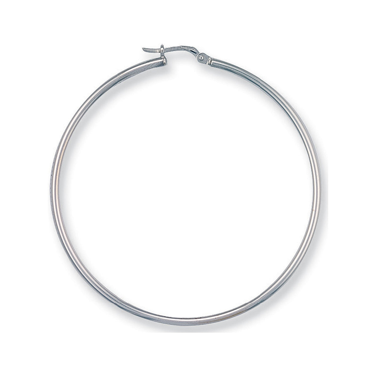White Gold 54mm Round Tube Hoop Earrings