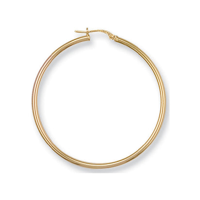 Yellow Gold 44mm Round Tube Hoop Earrings