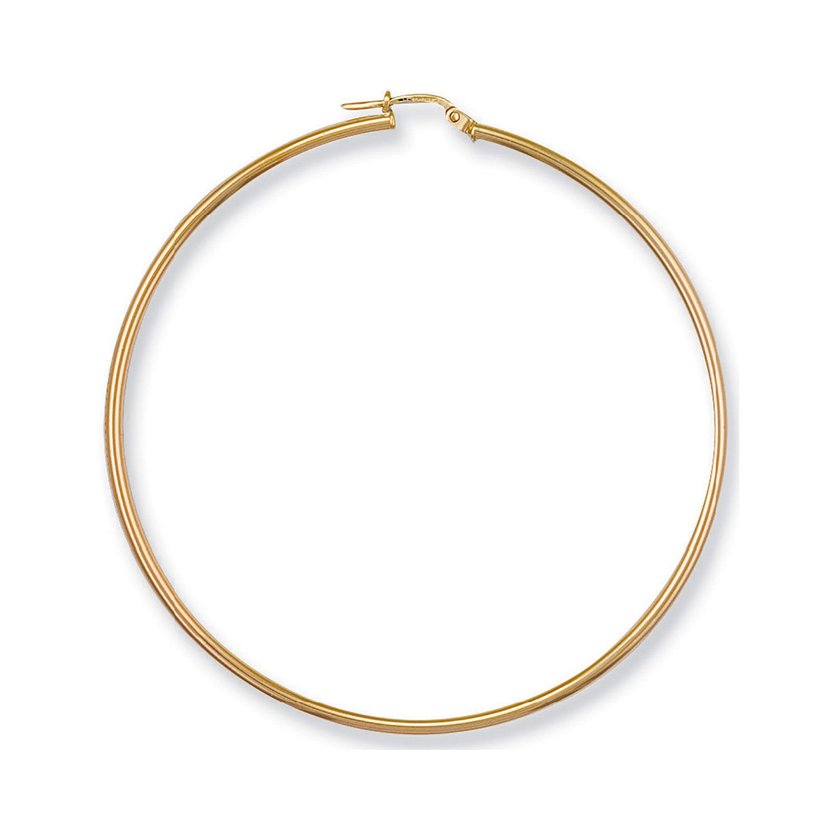 Yellow Gold 64mm Round Tube Hoop Earrings