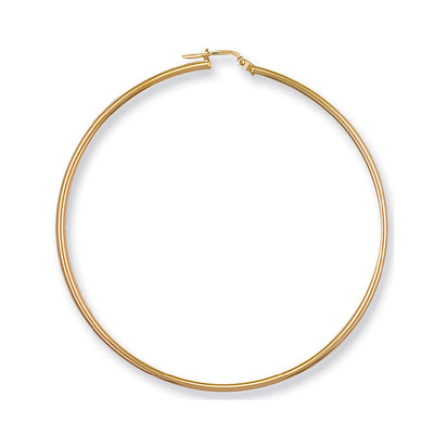 Yellow Gold 64mm Round Tube Hoop Earrings