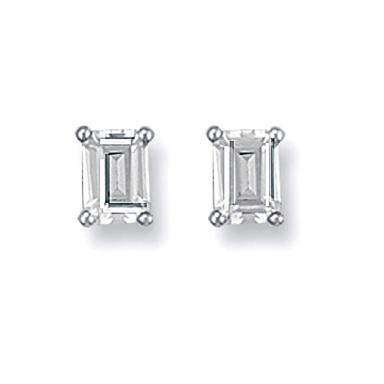 White Gold Emerald Cut Emerald Cut Stud Earrings