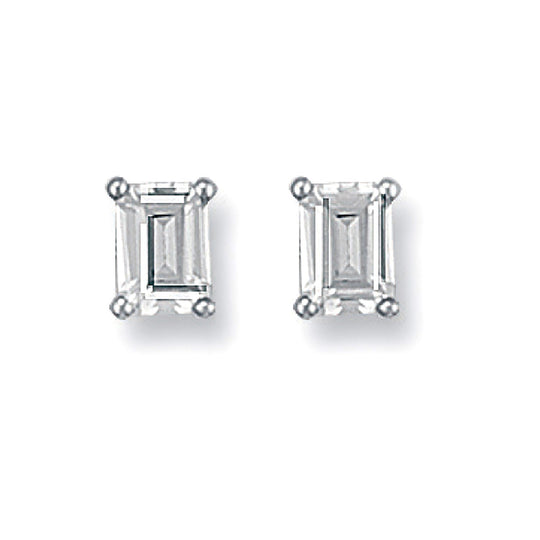 White Gold Emerald Cut Emerald Cut Stud Earrings