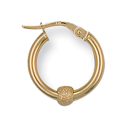 Yellow Gold 16.8mm Glitter Ball Hoop Earrings