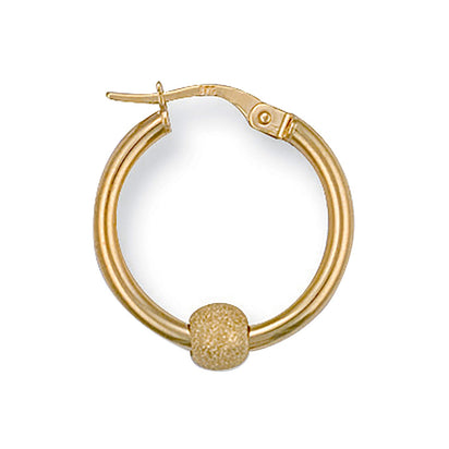 Yellow Gold 19.6mm Glitter Ball Hoop Earrings