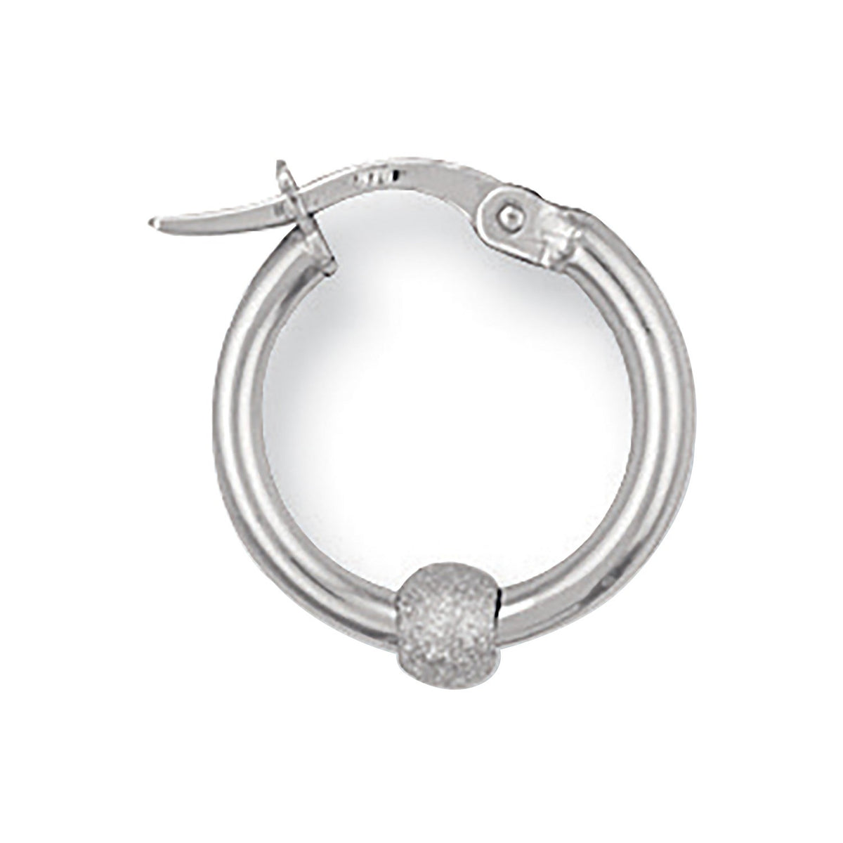 White Gold 16.8mm Glitter Ball Hoop Earrings