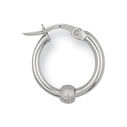 White Gold 16.8mm Glitter Ball Hoop Earrings