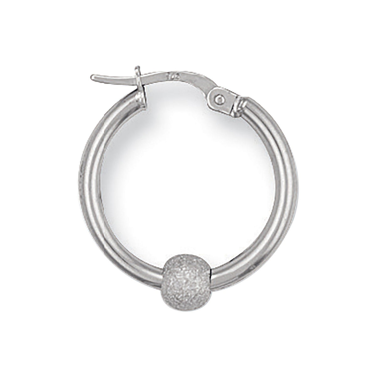 White Gold 19.6mm Glitter Ball Hoop Earrings