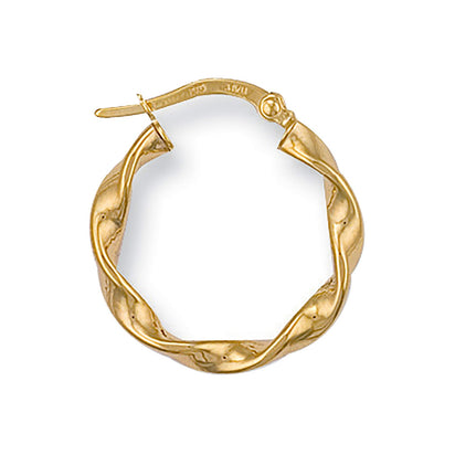 Yellow Gold 21mm Twisted Hoop Earrings