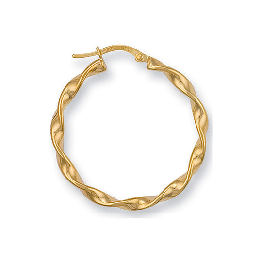 Yellow Gold 30.7mm Twisted Hoop Earrings
