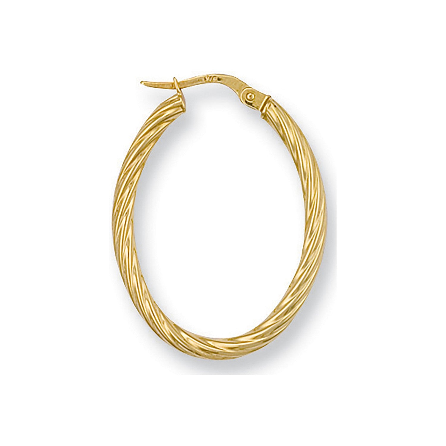 Yellow Gold Twisted Oval Hoop Earrings