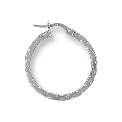 White Gold 24.5mm Twisted Hoop Earrings