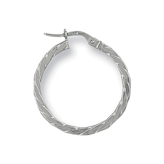 White Gold 24.5mm Twisted Hoop Earrings