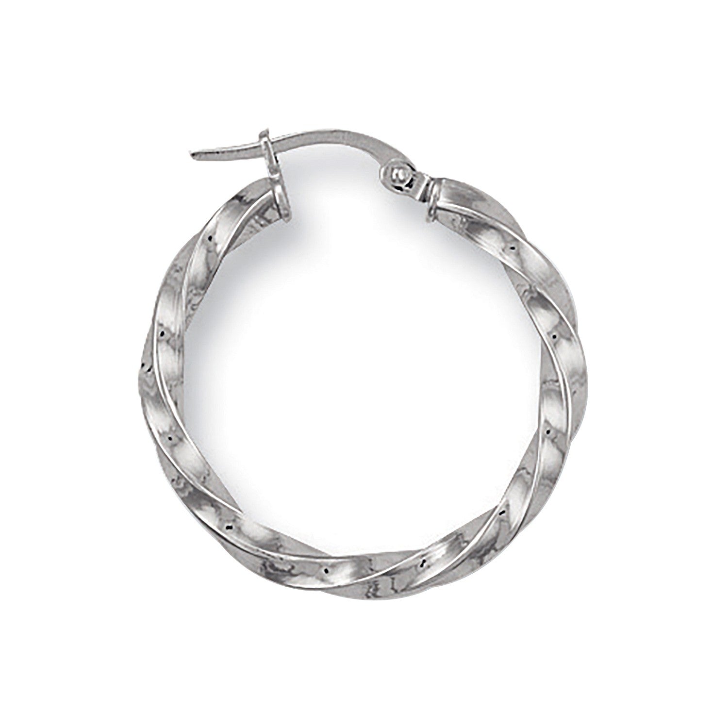 White Gold 25.4mm Twisted Hoop Earrings