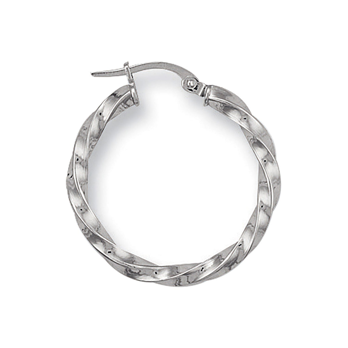 White Gold 25.4mm Twisted Hoop Earrings