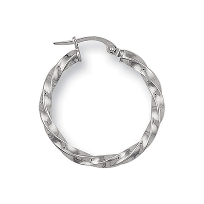 White Gold 25.4mm Twisted Hoop Earrings