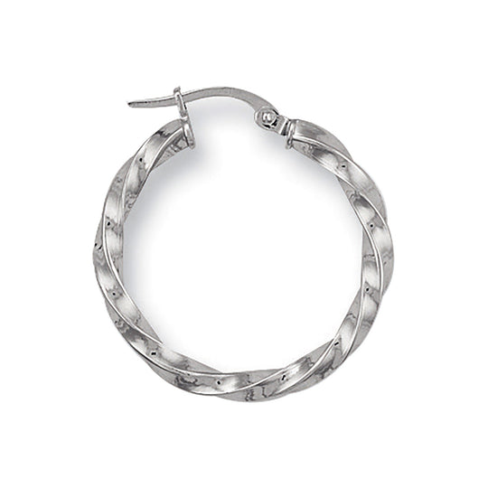 White Gold 25.4mm Twisted Hoop Earrings