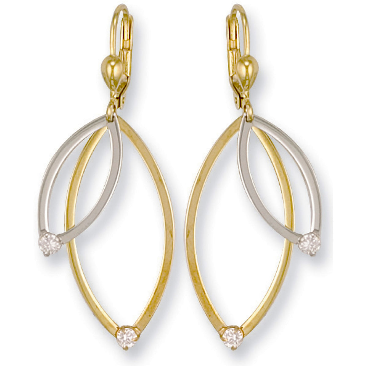 White Gold &amp; Yellow Gold Fancy Cz Drops