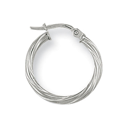 White Gold 19mm Twisted Hoop Earrings