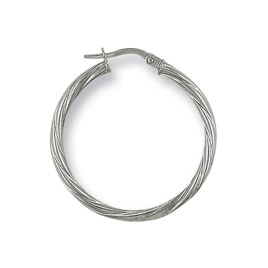 White Gold 29.3mm Twisted Hoop Earrings