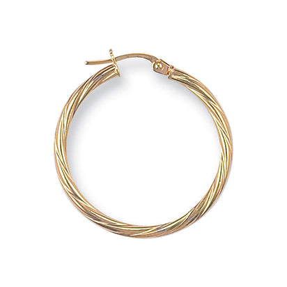 Yellow Gold 29.3mm Twisted Hoop Earrings