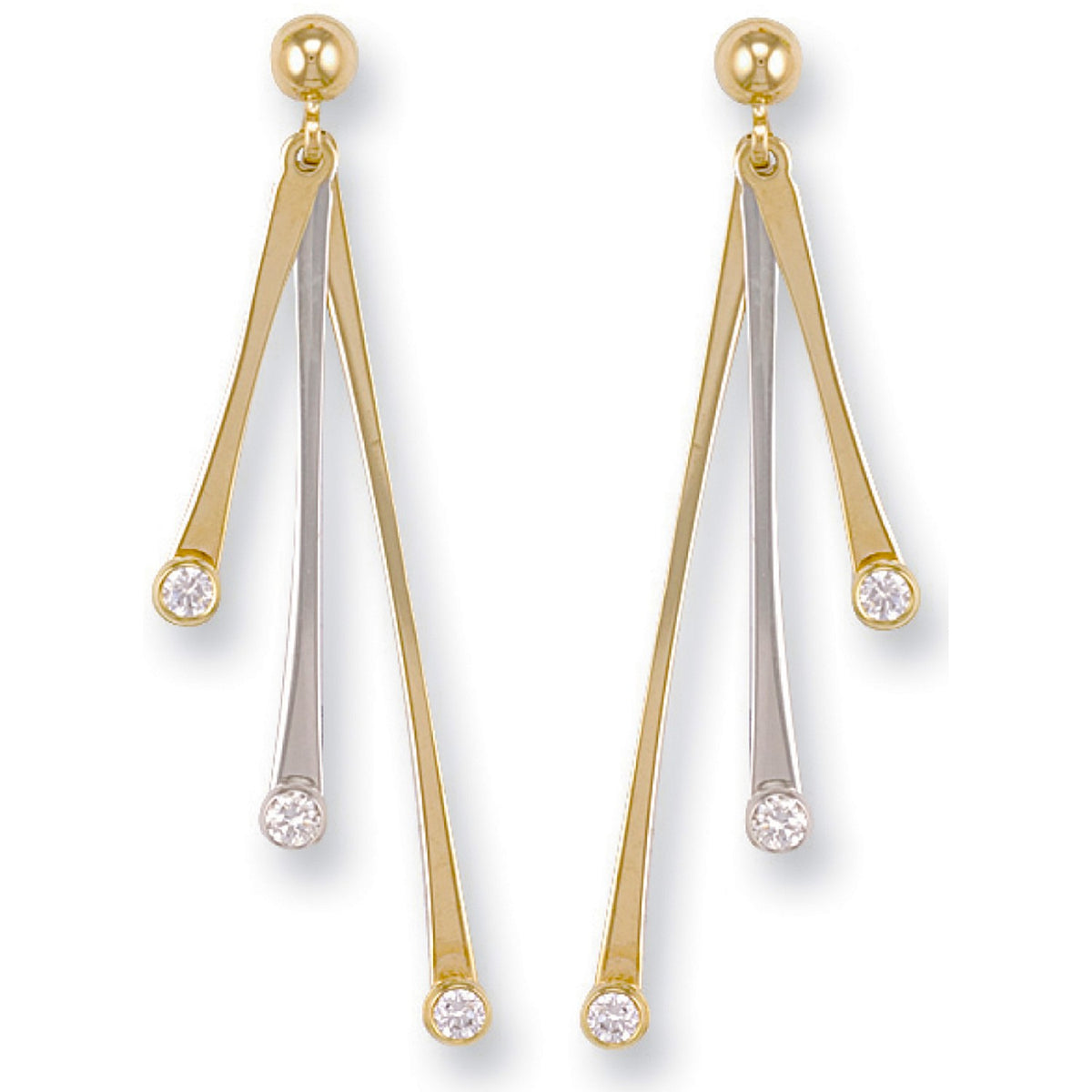White Gold &amp; Yellow Gold Fancy Cz Drops