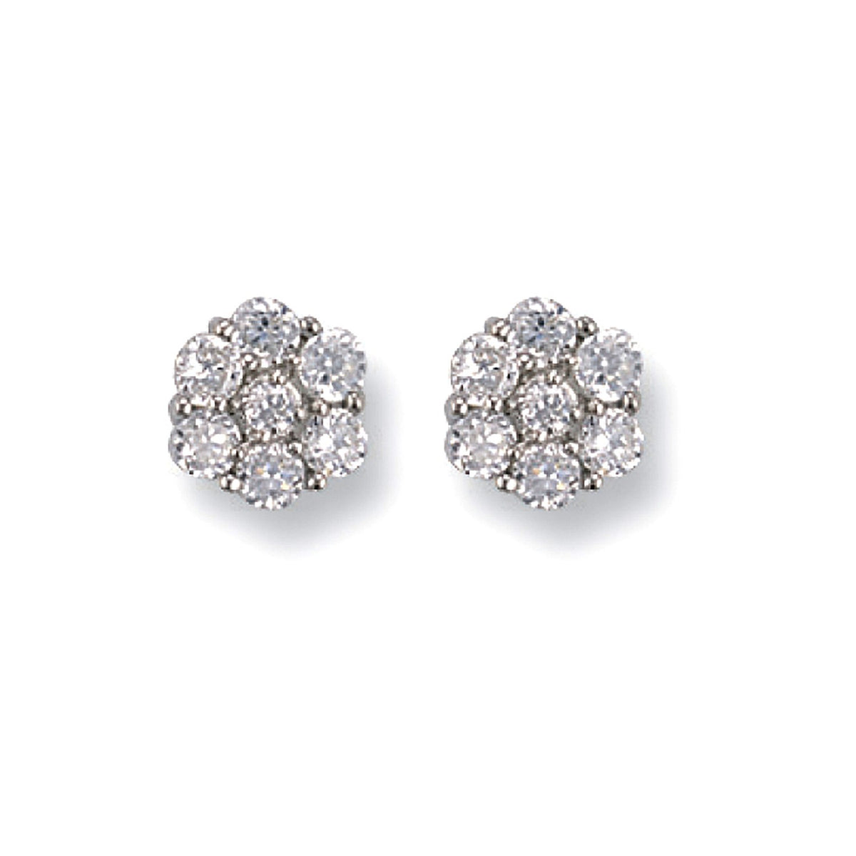 White Gold Cz Cluster Stud Earrings