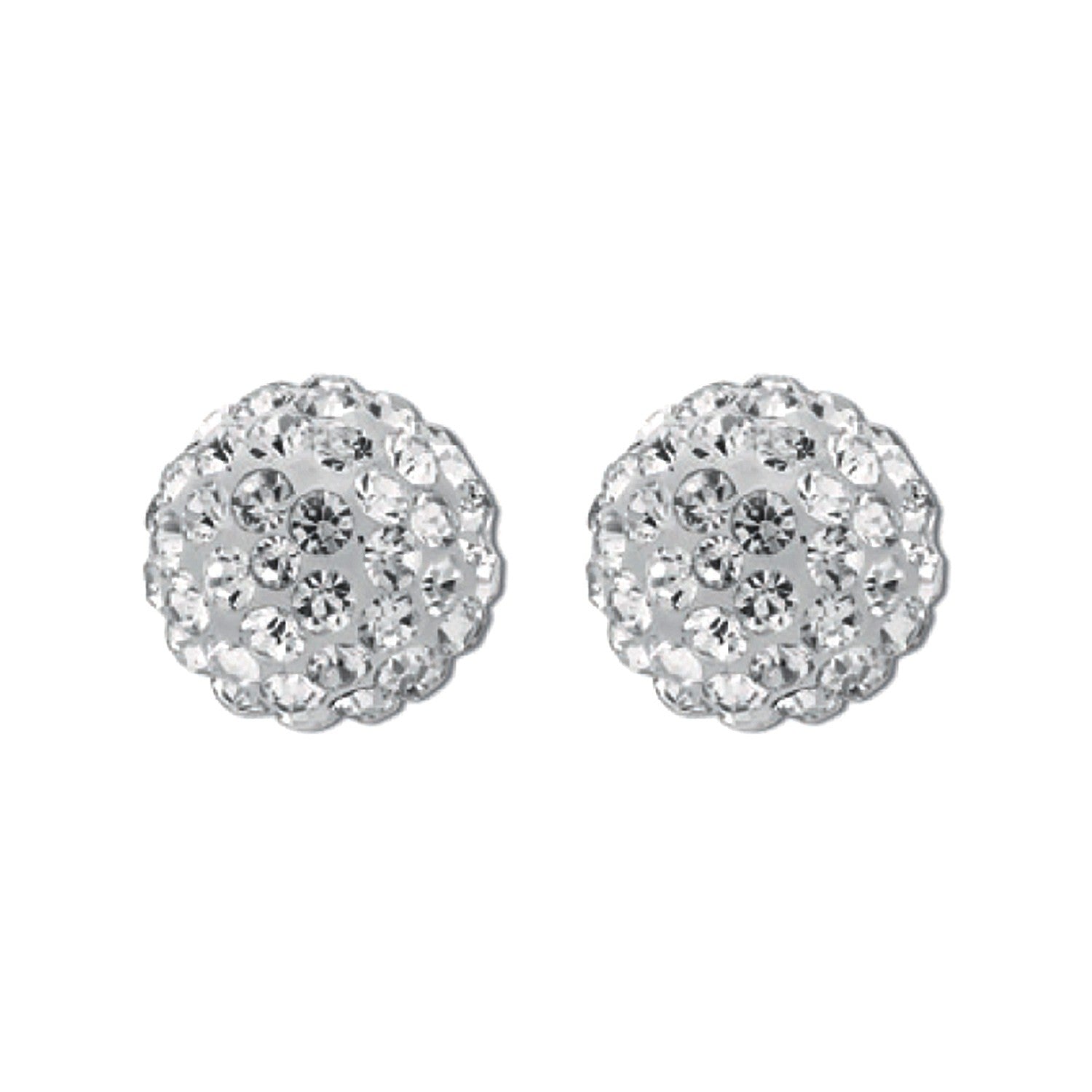Yellow Gold 10 mm White  Crystal Stud Earrings