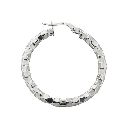 White Gold 31.5mm Fancy Hoop Earrings