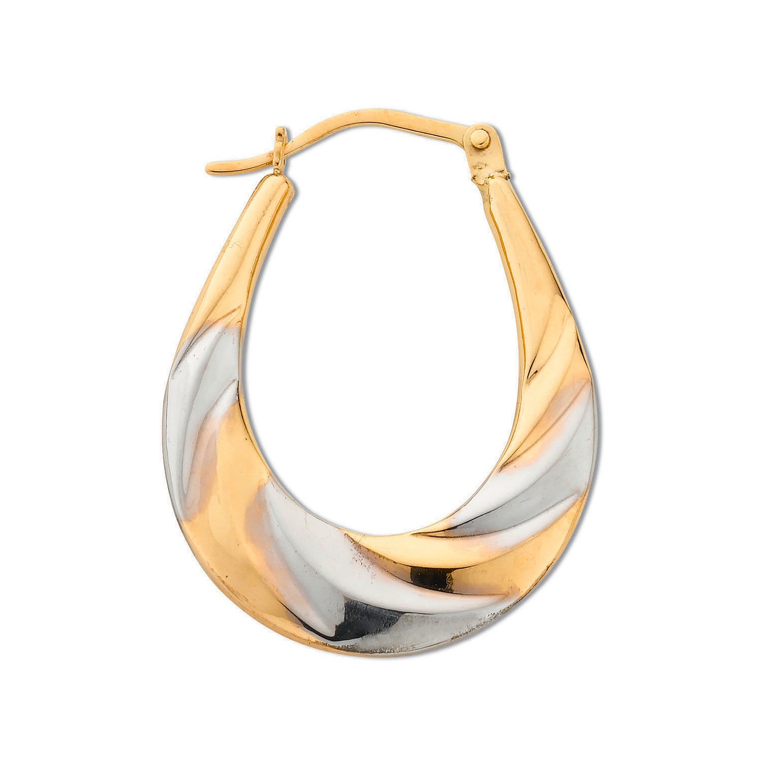 Yellow Gold & White Gold Oval Hoop Earrings